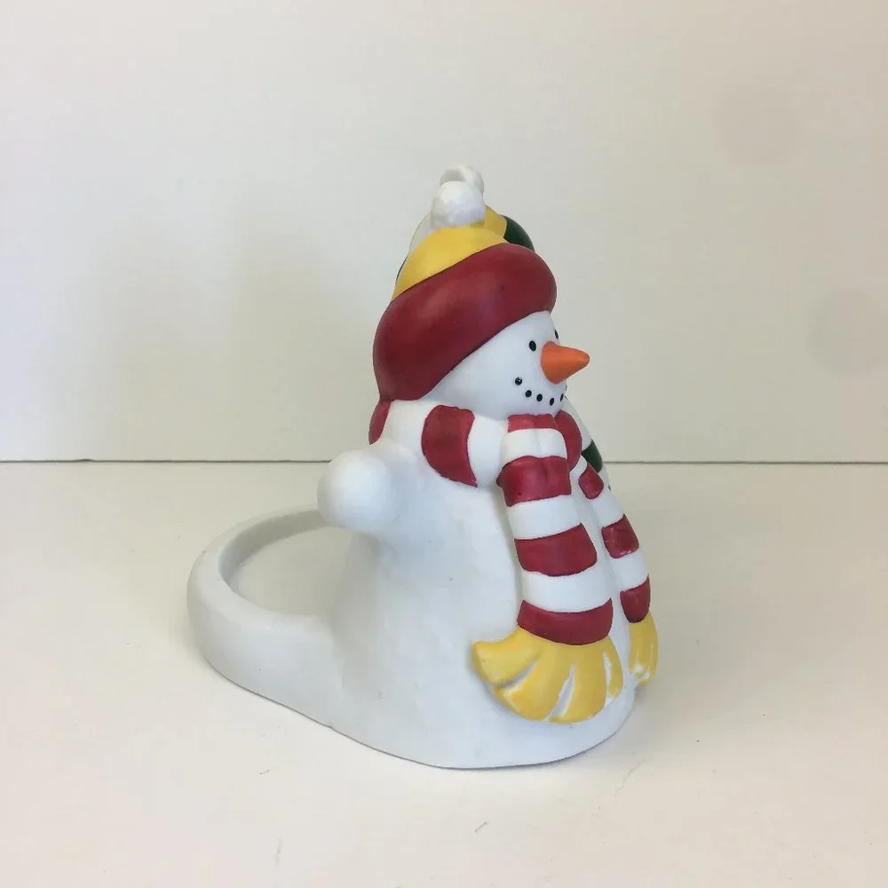 Vtg Partylite Snowman Xmas‎ Pillar Candle Holder